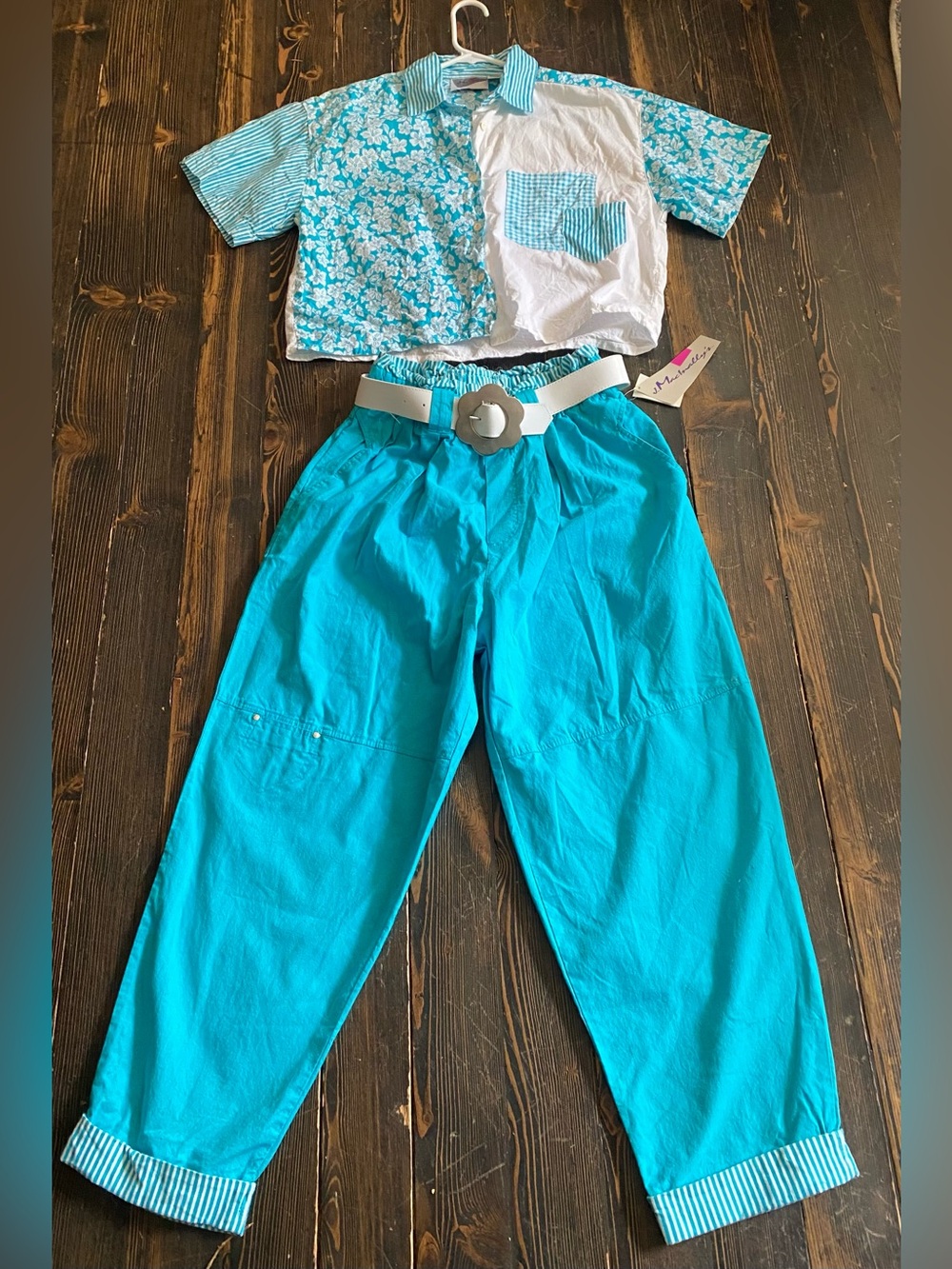 Vintage 90’s J. Macnally’s two-piece matching set/ Turquoise & White Floral